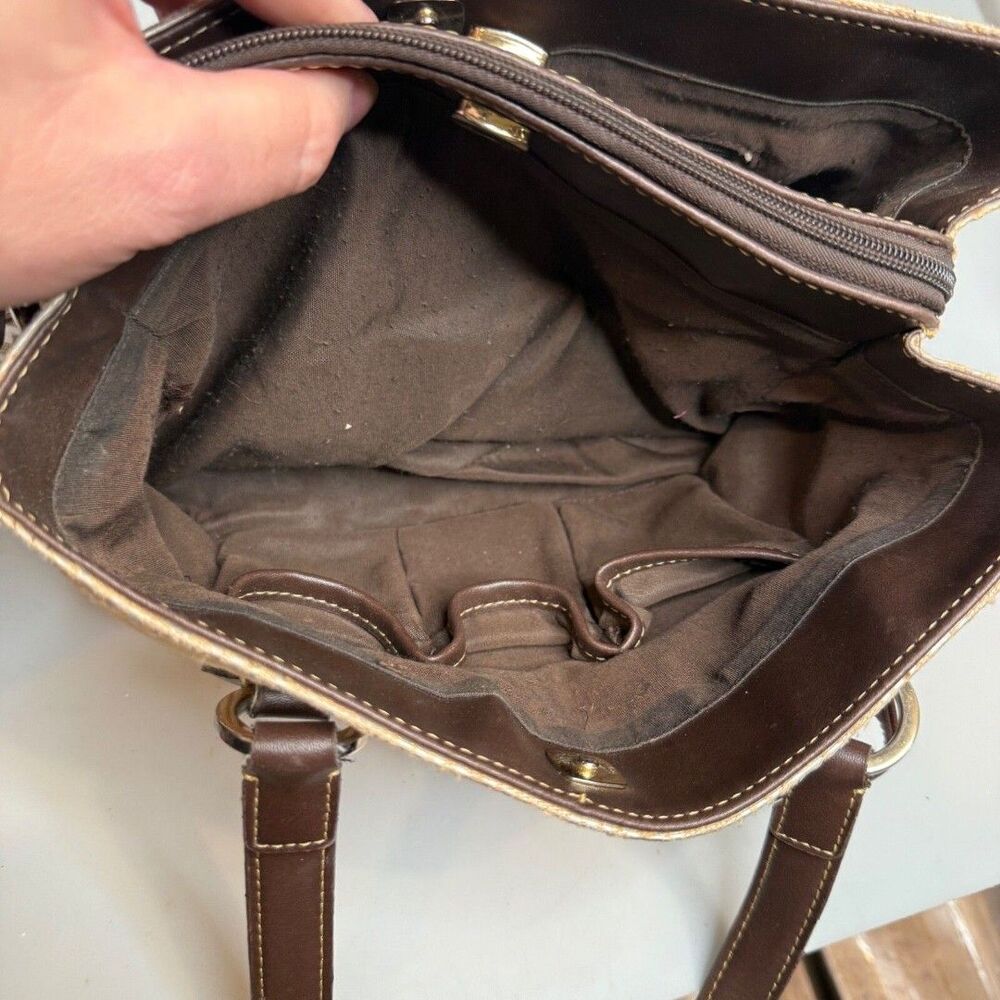 Liz Claiborne Vintage LC Signature Tan Brown Vegan Leather Tote Shoulder Bag EUC - Picture 12 of 12